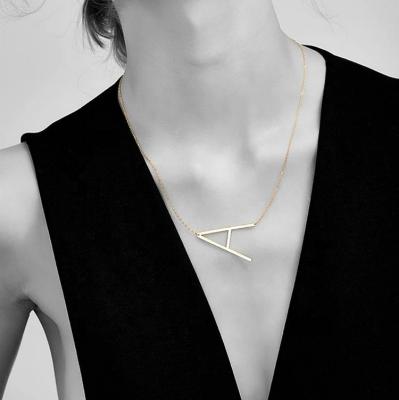 China FASHIONABLE R.GEM. 3 Colors Stylish Initials 26 Letter Stainless Steel Alphabet Chain Necklace For Women for sale