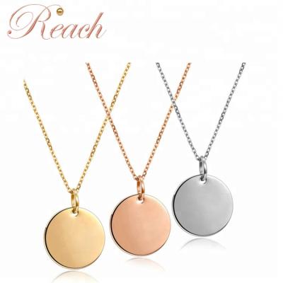 China R.GEM CLASSIC. Custom Logo Laser Marking Round Shape Stainless Steel Layer Coin Necklace for sale