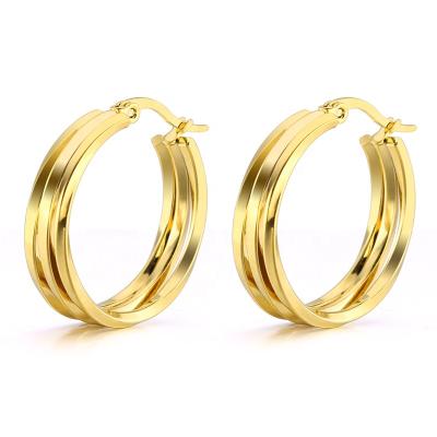 China New Fashion Stainless Steel Punk Round Shape Stainless Steel Three Stranded Earring For Ladies for sale