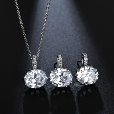 China AAA+ Luxury Brass Necklace And Earring Set CZ Jewelry Set For Women for sale