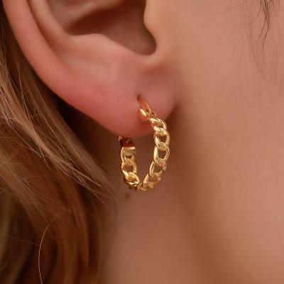 China Vintage R.GEM. Punk Cool Girl Hoop Hollow C Shaped Brass Women Earring for sale