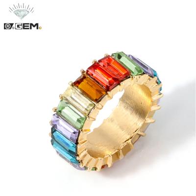 China FASHIONABLE R.GEM. Amazon Wish Korea Wholesale Classic Jewelry Colorful Zircon Rings For Girl Women for sale