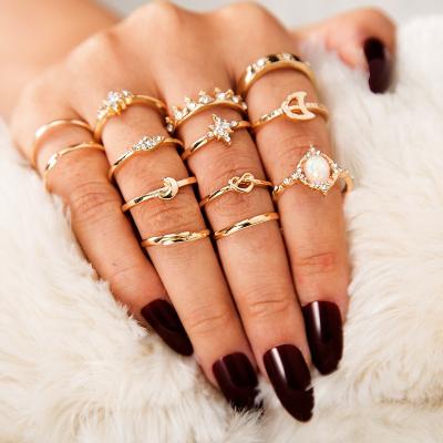 China FASHIONABLE R.Gem. Vintage Stackable Bohemian Midi Finger Joint Knot Rings Knuckle Ring for sale