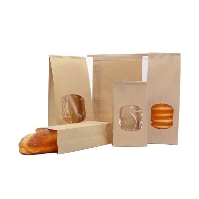 China Custom Printed Disposable Bakery Biodegradable Carry Bag Bread Bag With Clear Window Bread Packaging For Wholesale for sale