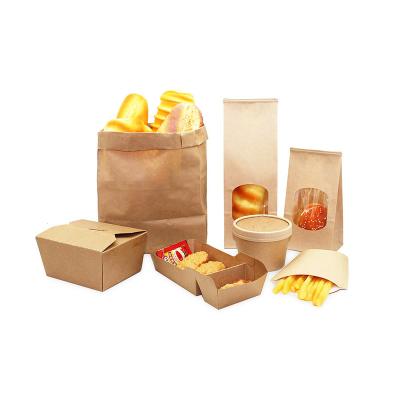 China Logo Printed French Bakery Bag Custom Recyclable Take Away Paper Bread Packaging Bag With Clear Window for sale