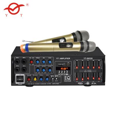 China audio amplifier home theater power amplifier 2*100w with wireless microphone for sale