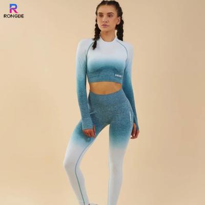 China S-xxl Breathable Seamless Breathable Fitness& Yoga Sets Long Sleeves Women's Workout Fitness Clothing Clothing Yoga Tops for sale