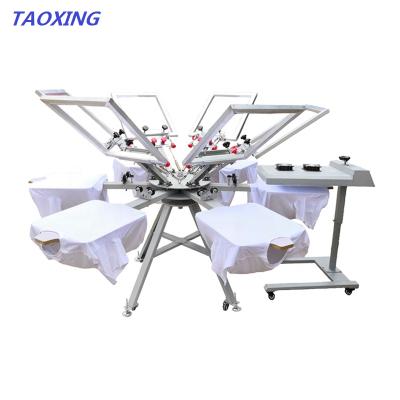 China Manual Micro Colors 6 Stations T-shirt Printing Machine 6 T-shirt Printing Adjustment Screen Printer For Serigrafia for sale