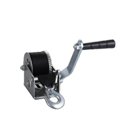 China High Quality Galvanized Mini Hand Winch 600LBS Webbing Strap Boat Winch Crank Winch Wire Horizontal Hoisting Puller Small for sale