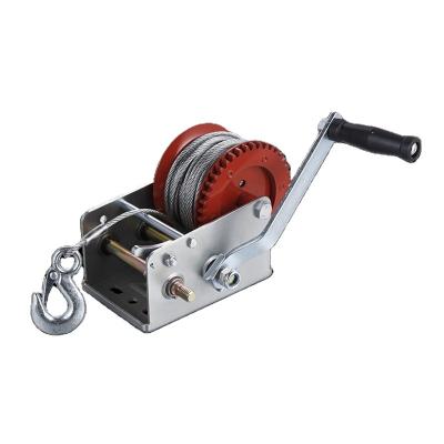 China Competitive Price 2000LB Hand Crank Manual Boat Winch Portable Hand Cable Pulling Winch Anchor Winch Cable Puller with Wire Rope for sale