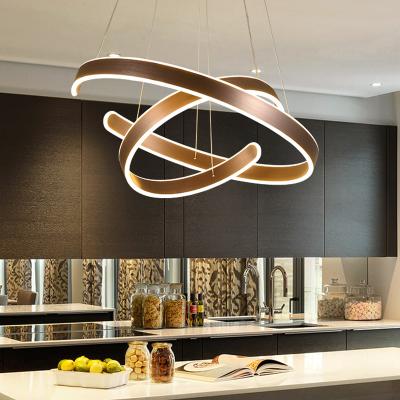 China AC90-264VModern Use Indoor Pendant Lights for Living Room Dining Room Geometry Circle Rings Acrylic Aluminum Body LED Lighting Ceiling Lamp for sale