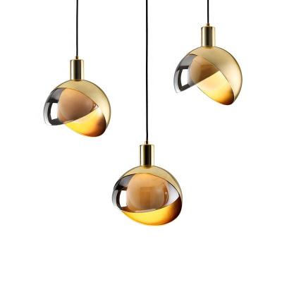 China Modern Living Room Glass Pendant Lighting Fixture Bedside Round Ball Creative Bedroom Lamp Hanging Light Fixture Kitchen Decoration Led Lighting for sale