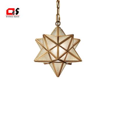 China Residential hot sale decoration lighting copper and glass star led modern ceiling light for home ceiling light led for sale