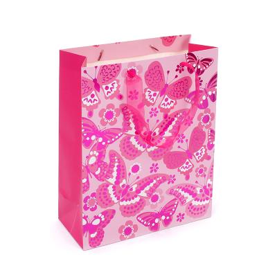 China Factory Supply Recyclable Personalized Gift Paper Bags Packing Bags Butterfly Fancy Bag In Hot Stamping Finishing With Organz Handle for sale