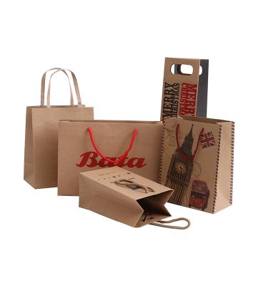 China Factory Direct Recyclable Kraft Paper Shopping Bag Brown Logo Gift Packaging Bag For High Quality Custom Wine,Coffee,Shoes And Apparel for sale