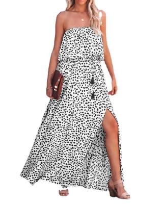 China Anti-Static New Leopard Print Maxi Dress with Mandarin Collar Chiffon Fabric A-Line Skirt for Summer Season  ODM OEM Available for sale