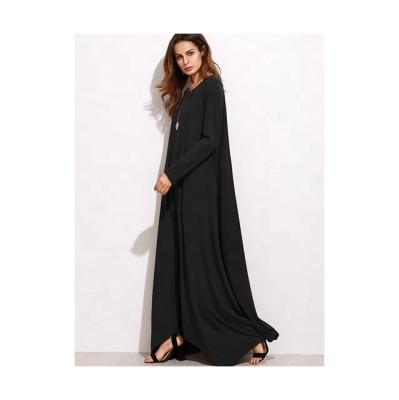 China Anti-Static Hot Selling Big Yards Solid Color Long Sleeve O-neck Dress Easing Rules The Hem Of The Dress For Women Casual Style for sale