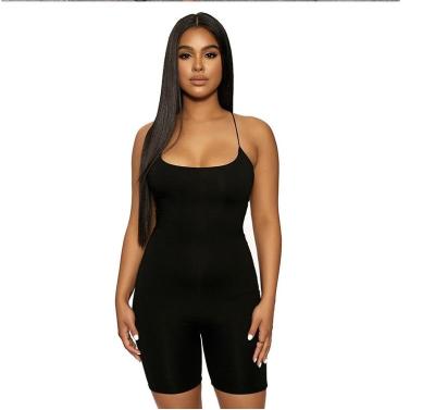 China QUICK DRY Women's Sexy Bodysuit with Cross Spaghetti Straps Slim Street Jumpsuit Backless Design for sale