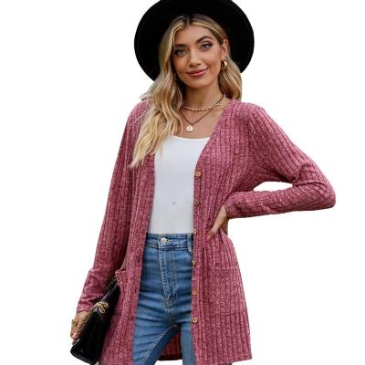 China Anti-wrinkle 2023 Autumn New Item Women's  Pit Stipe Solid Color Loose fit  Long Sleeve Casual Cardigan Jacket for sale