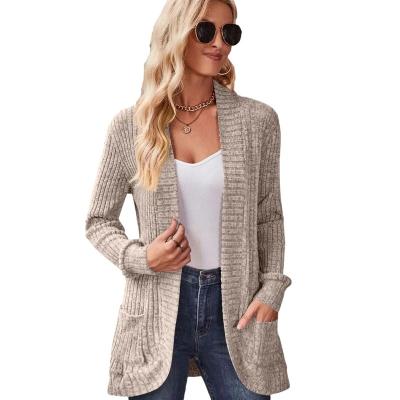 China Other 2023 Autumn New Item  Solid Color Pit Strip Casual Long Sleeve Cardigan Loose-Fitting Women's Coat for sale