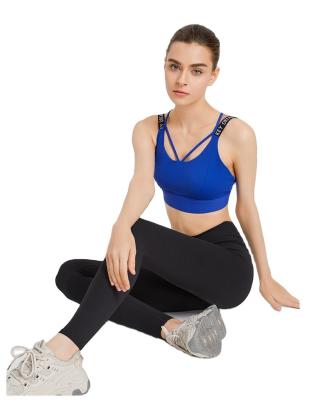 China Breathable 2023 Spring New Item Women One-piece Letters Spaghetti Strap Shockproof Sports Bra Vest Yoga Fitness Vest for sale