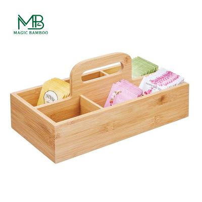 China Bamboo Compact Bathroom Storage Basket Organizer Caddy Tote Bins for sale