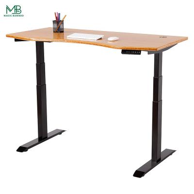 China Ergonomische lift-up bureau bamboe tafel voor staand werk Te koop