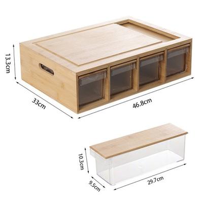 China Bamboo Cutting Board with 4 Drawer Organizer Trays Space-Saving Kitchen Essential for sale