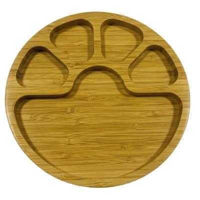 China 22*22*1.8cm Sustainable Bamboo Dog Paw Shape Partition Round Dinner Plate for Sustainable for sale