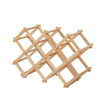 China Sustainable Bamboo Foldable Wood Countertop Wine Bottle Storage Rack for 3 6-Bottles for sale