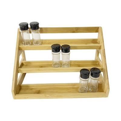 China Sustainable Bamboo Cabinet Spice Rack Organizer 48.3x21.6x24.1cm Kitchen Pantry Shelf for sale