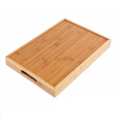 China Custom Kitchen Tableware Engraved Bamboo Serving Platter Trays For Coffee Tea Bread for sale