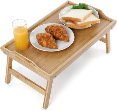 China Portable Bamboo Breakfast Dinner Tray Writing Or Drawing Table With Foldable Legs for sale