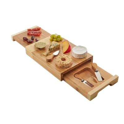 China Sustainable Rectangle Acacia Bamboo Cheese Cutting Board Set for Kitchen Serving for sale