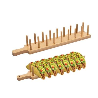 China Multifunctional Bamboo Burrito Rack 8 Kitchen Slot Tortilla Stand Food Serving Tray for sale