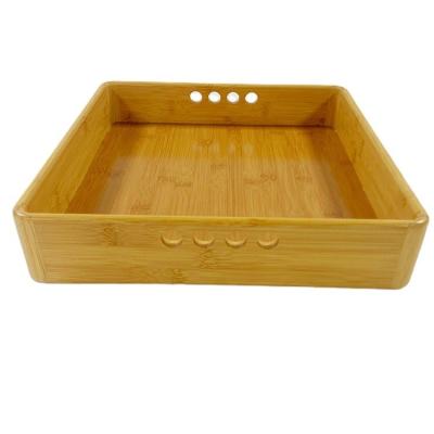 China Customized Kitchen Tableware Rectangular Square Bamboo Serving Tray for sale