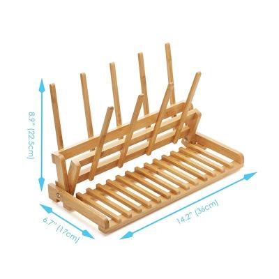 Cina Organizzatore di scaffali da cucina pieghevole Scaffale per piatti da asciugatura in bambù per bottiglia di bicchiere in vendita