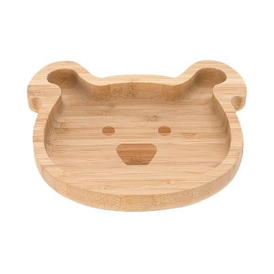 China 1L Capacity Natural Organic Bear Shaped Bamboo Baby Plate With Suction Sustainable for sale