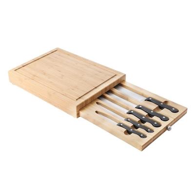 China Natural BAMBOO Cutting Board with Five Knives Exquisite Multifunctional Design for sale