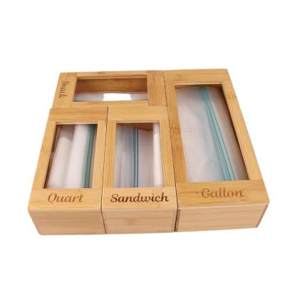 China Rectángulo Bamboo Ziplock bolsa de conservación de fresco bolsa de aluminio papel plástico envoltura organizador de almacenamiento para el cajón estilo separado 4 piezas de conjunto en venta