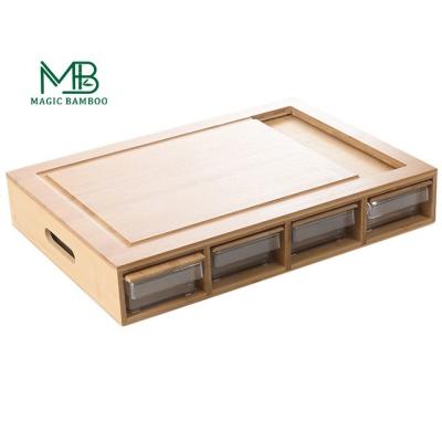 China CE Certified Four-Drawer Large Bamboo Kitchen Cutting Board Storage for Food Supplies for sale