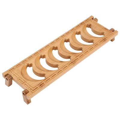 China CE / EU Certified Rectangle Bamboo 6 Grid Teacup Holder for Kung Fu Tea Set Accessories for sale