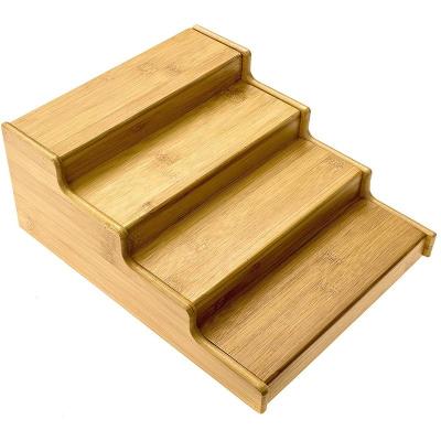 China Storage Holders Racks Simple Bamboo Ladder-Shaped Spice Storage for Kitchen Countertop for sale