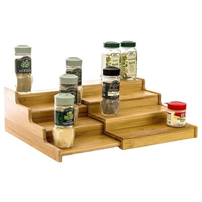 China Multifunctional 4 Tier Organic Solid Bamboo Expandable Spice Rack For Modern Cabinets for sale