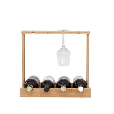 Chine Porteur de bouteille de vin en bambou durable pour 4 bouteilles Parfait pour le stockage des aliments à vendre