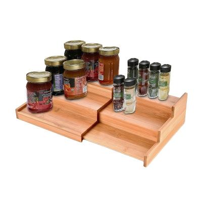 China Sustainable Bamboo Spice Rack Display Shelf Kitchen Cabinet Organizer Storage Holders for sale