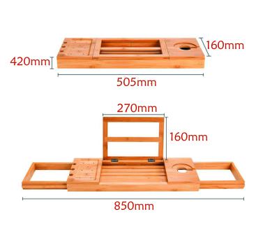 Cina Extra grande vaschetto di vasca da bagno espandibile porta Ipad portatile 2 in 1 100% di bambù in vendita