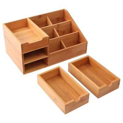 China Living Room Jewelry Storage Cabinet Dressing Table Top Bamboo Cosmetics Display Table for sale