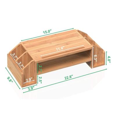 China Convenient 2-tier Bamboo Monitor Stand with 58*25*16cm Multi-functional Storage Drawer for sale