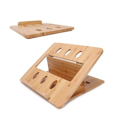 China Affordable Sustainable Bamboo Foldable Laptop Holder for Desk Portable in Living Room for sale